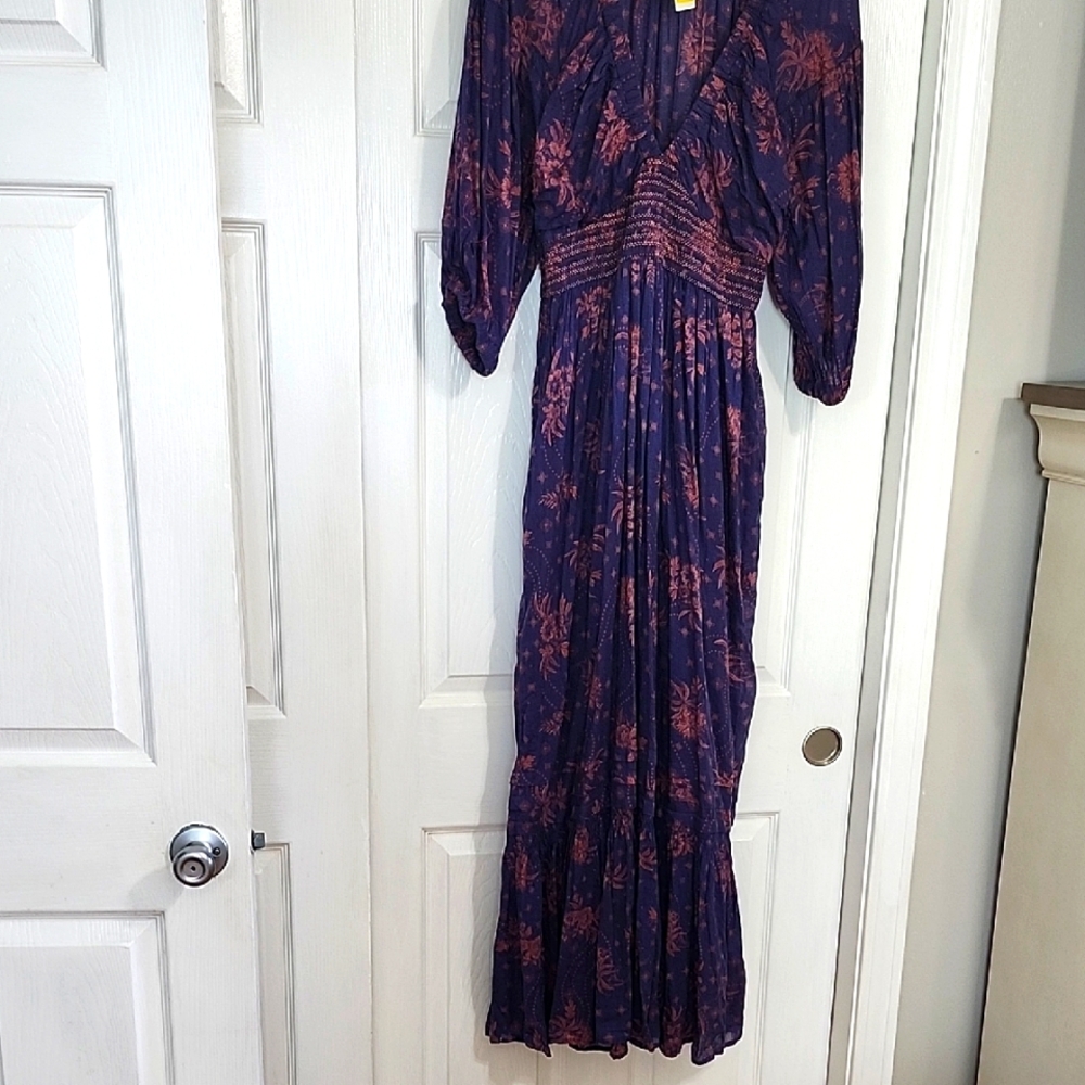 Elegant Purple and Red Floral Dress